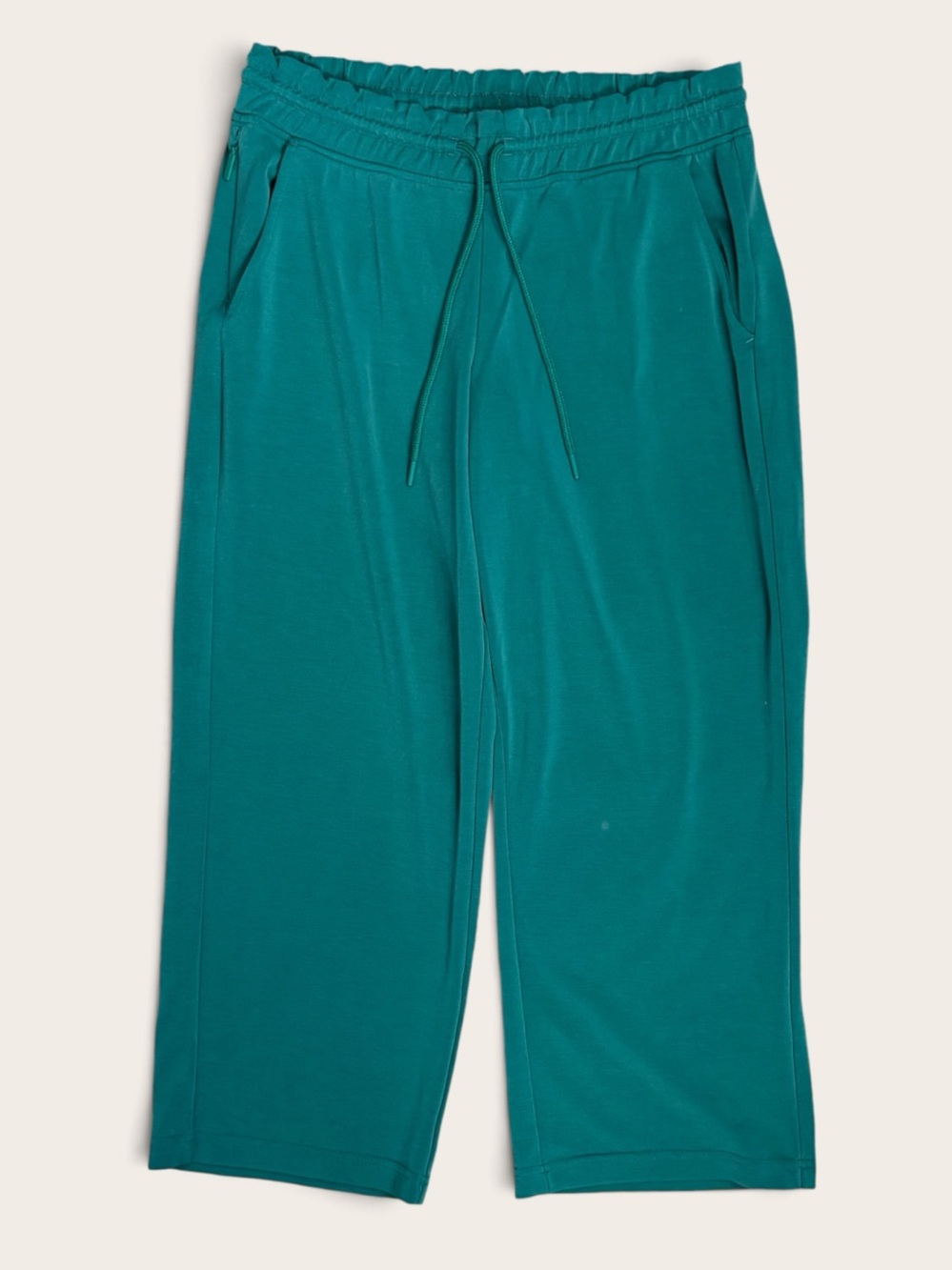 Athleta Seasoft Mid Rise Straight Crop Pant Sz M Teal Green Soft Athletic EUC